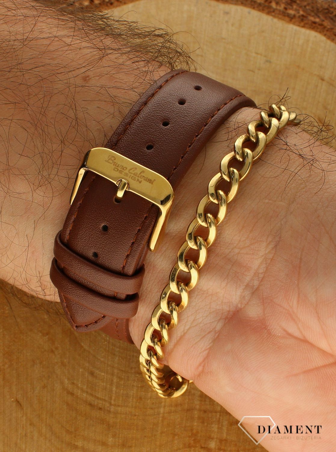 Zegarek męski Bruno Calvani na brązowym pasku BC2528 GOLD brązowy pasek.jpg